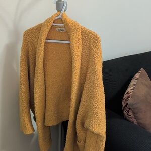 Listicle Women's Mustard Bouclé Open-Front Cardigan